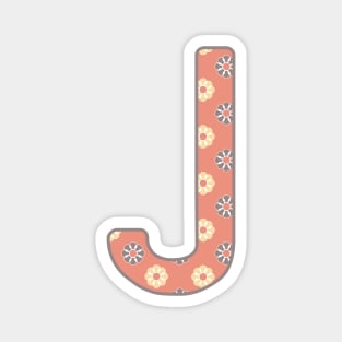 MONOGRAM LETTER J PINK FLORAL TYPOGRAPHY DESIGN Magnet