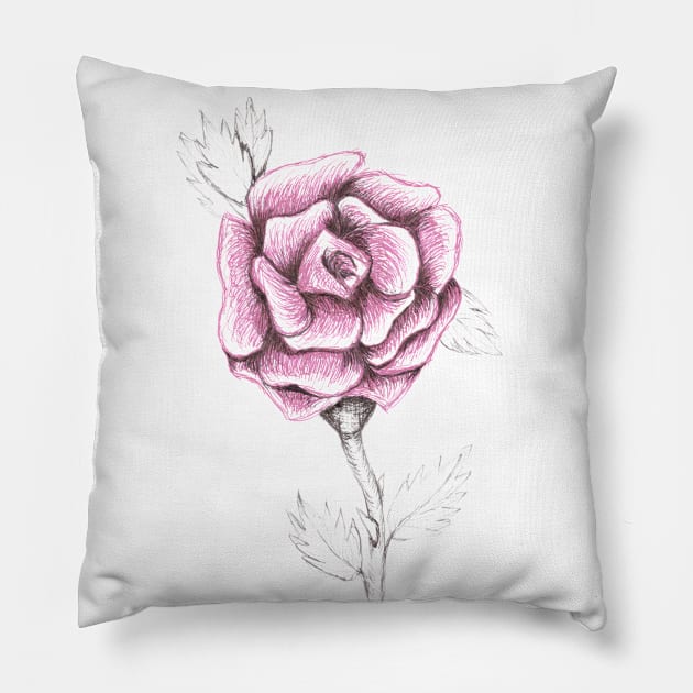 Hand drawn rose Pillow by jitkaegressy