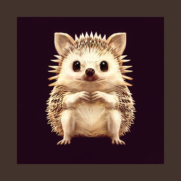 Cute Hedgehog Sepia Illustration by Geminiartstudio