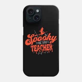 Cute Halloween Spooky Teacher Orange and Black School Halloween Witch Phone Case