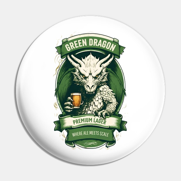 Green Dragon Premium Lager - Where Ale Meets Scale - Fantasy Pin by Fenay-Designs