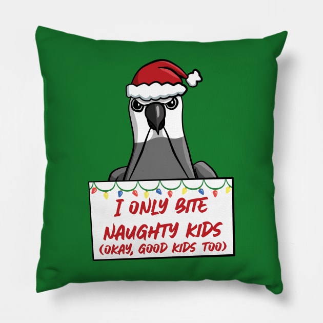 Only Bite Naughty Kids White Face Cockatiel Pillow by punkburdarts