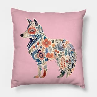 A Cute Flower Fox Scandinavian Art Style Pillow