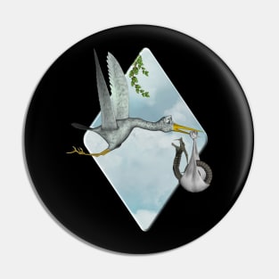 Funny stork Pin