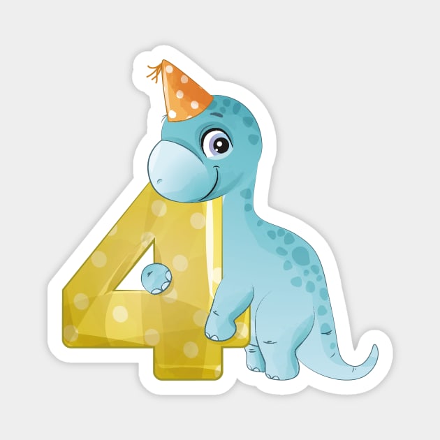 4th Birthday Cute Little Dinosaur Magnet by My_Store