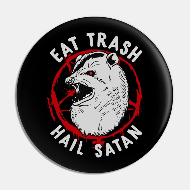 Eat Trash Hail Satan Occult Pentagram Possum design Pin by biNutz