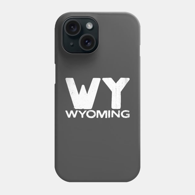 WY Wyoming Vintage State Typography Phone Case by Commykaze