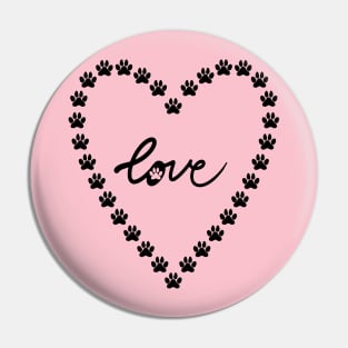 Dog Love Heart with cute paw puppy care, pet friendly print Pin