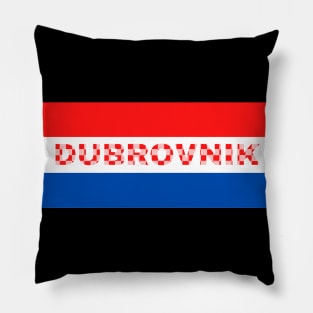 Dubrovnik City in Croatia Flag Colors Stripes Pillow