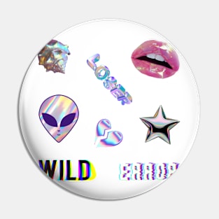 alien loser wild holo pack sticker Pin