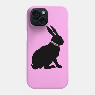 Sitting Rabbit Black Silhouette Flowers Phone Case