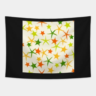 Starfish galaxy in lime green, emerald green, zesty orange and tangerine Tapestry