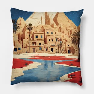 Siwa Oasis Egypt Vintage Travel Tourism Pillow