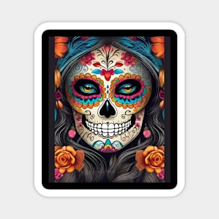 Celebrate life's vibrancy: Woman in exquisite sugar skull makeup Magnet