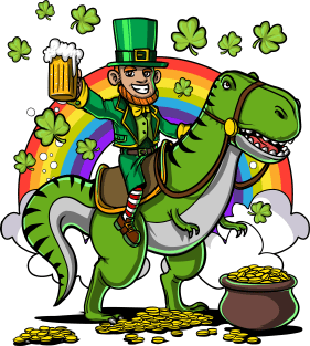 Leprechaun Riding A Dinosaur Shirt Funny Saint Patrick Day's Gift Magnet