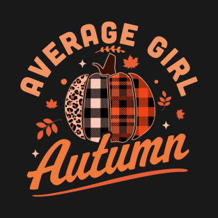 Average Girl Autumn - Fall Season - Leopard Plaid Pumpkin T-Shirt