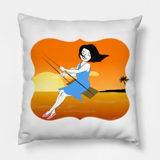 a girl on a swing Pillow