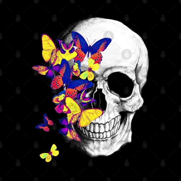 Tribe Skull With Butterflies by Collagedream