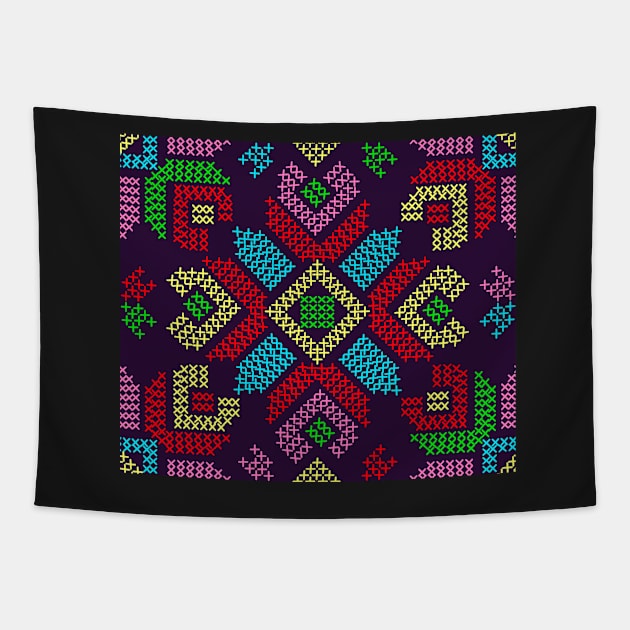 Cross Stitch Flowers Tapestry by sarakaquabubble