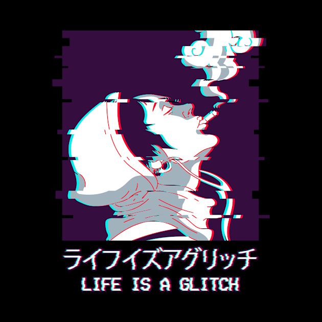 Life Is A Glitch Edgy Anime Boy Vaporwave Weeb by Alex21