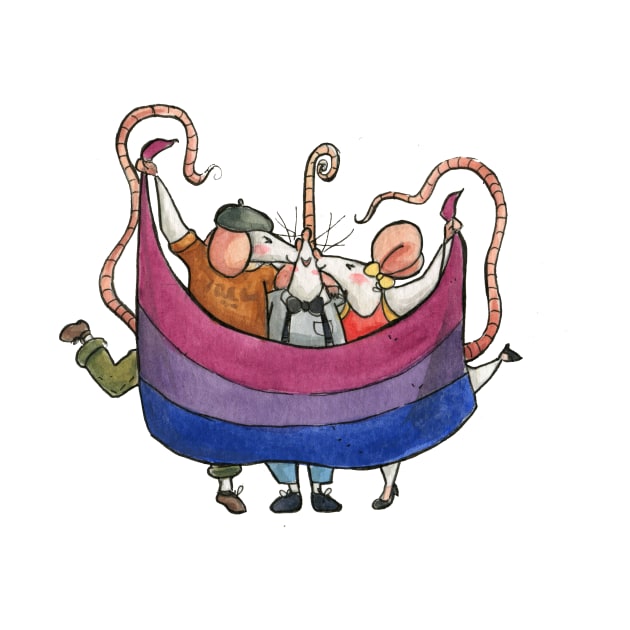 LGBT Mice celebrating Gay Pride (bisexual flag) T-Shirt by Carlotta Mascolo Art