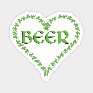 Beer Shamrock Heart Magnet