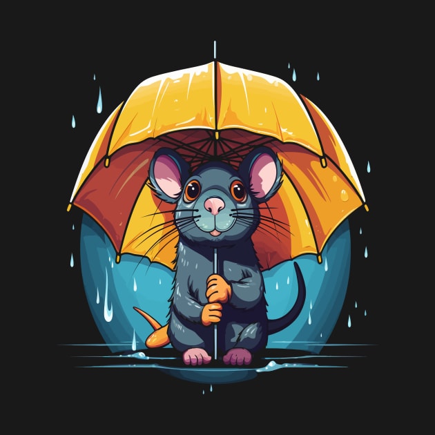Rat Rainy Day With Umbrella by JH Mart