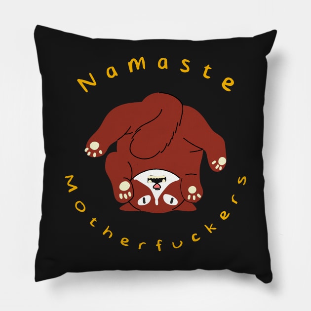 Namaste Cat Pillow by YaiVargas