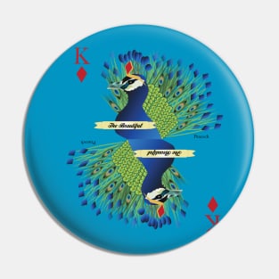 Peacock King of Diamonds Pin