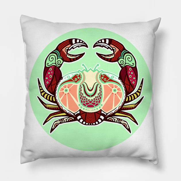 Crab Cancer Zodiac Sign Pillow by She Gets Creative