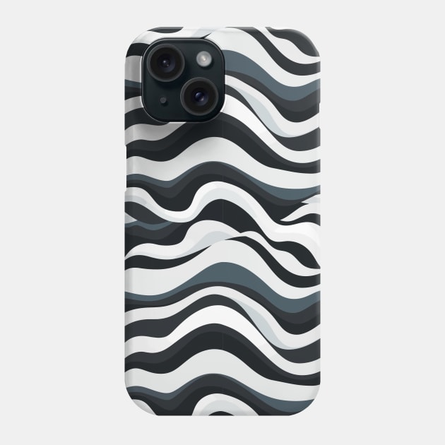 Monochrome Waves: Modern Abstract Ebb and Flow Phone Case by star trek fanart and more