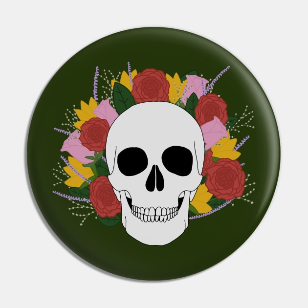 Skull and Flowers Pin by Gold Star Creative
