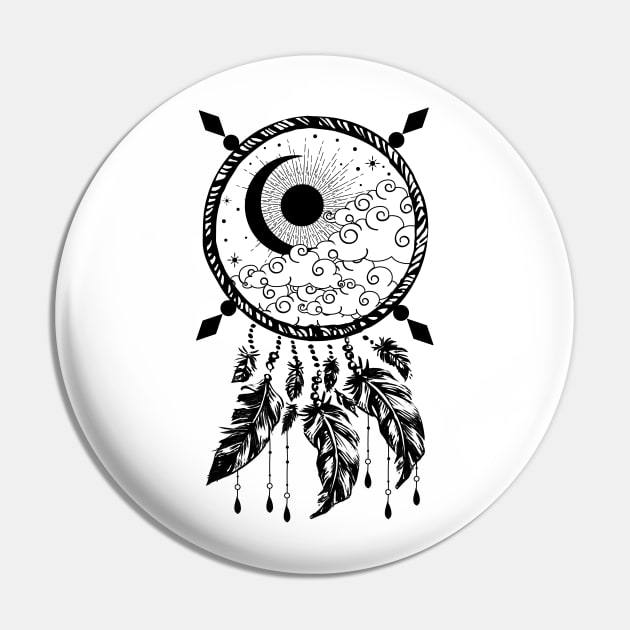 Sun and Moon Dreamcatcher Pin by CelestialStudio