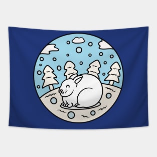 Cute arctic hare Tapestry