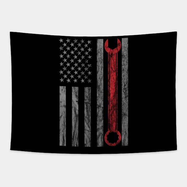 Distressed Mechanic Usa Flag Tapestry by SperkerFulis