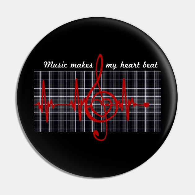 Music Makes My Heart Beat Music Lovers gift ideas Pin by MIRgallery