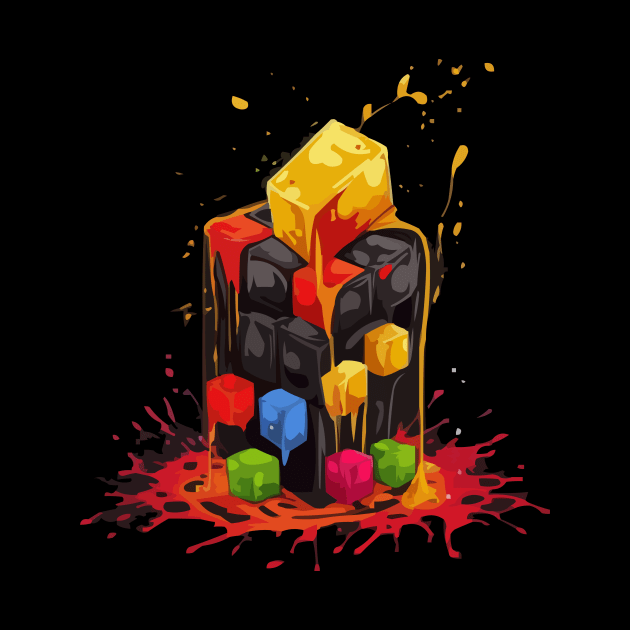 Rainbow Abstraction melted rubix cube by Pixy Official