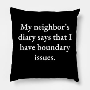 My neighbor’s diary says that I have boundary issues Pillow