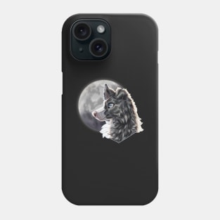 Blue Slate Merle Border Collie with Night Sky Full Moon Phone Case