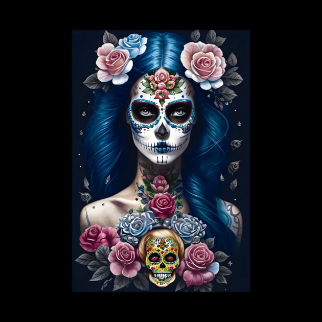 Sugar Skull Art - Striking Woman in Skull Makeup by ImaginativeInkPOD