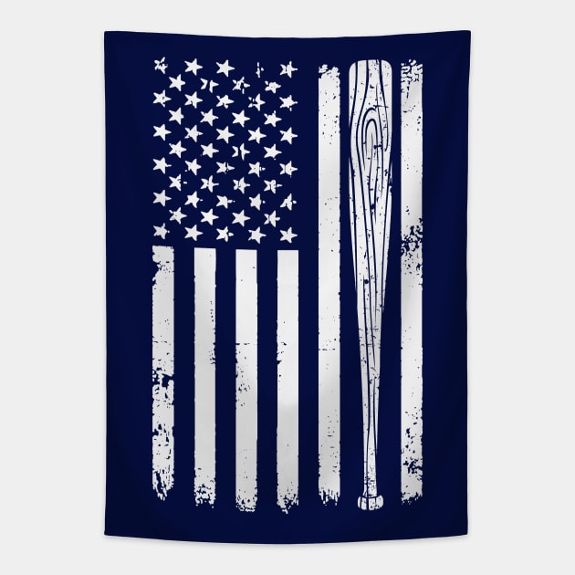 Vintage Baseball Bat American Flag Tapestry by Etopix