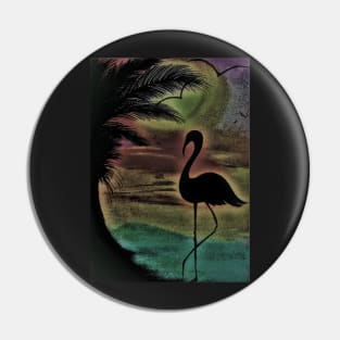 TROPICAL SUNSET SILHOUETTE FLAMINGO Pin