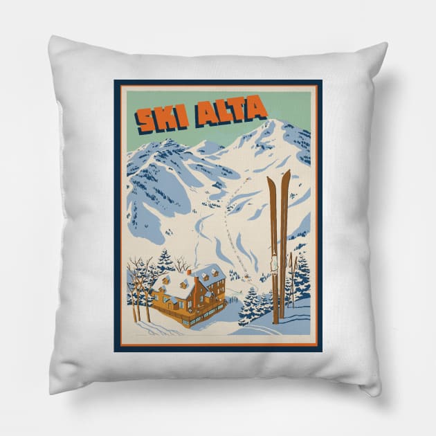 Ski Alta Vintage Poster, Alta Utah Pillow by ROEDERcraft