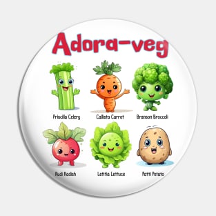 Adora-Veg Cute Kawaii Veggies Design Pin