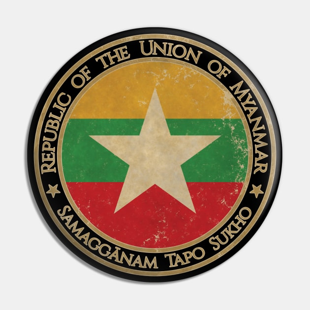 Vintage Republic of the Union of Myanmar Asia Asian Flag Pin by DragonXX