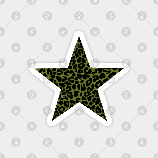 Leopard print star pattern in green and black leopard magnet