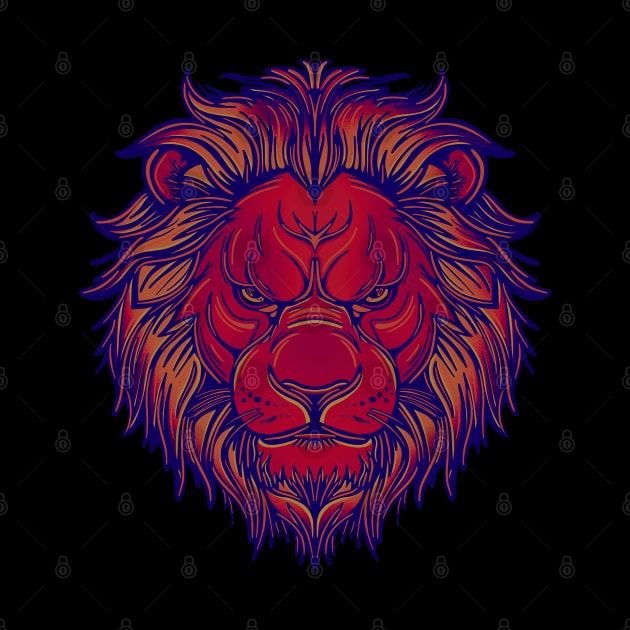 Red lion face with warm highlights by DaveDanchuk