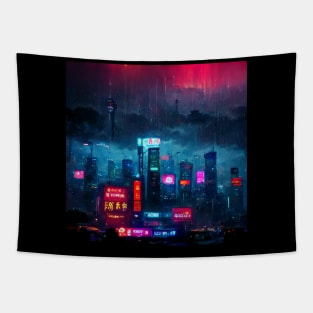 Endless Neon - Cyberpunk Cityscape Skyline Tapestry