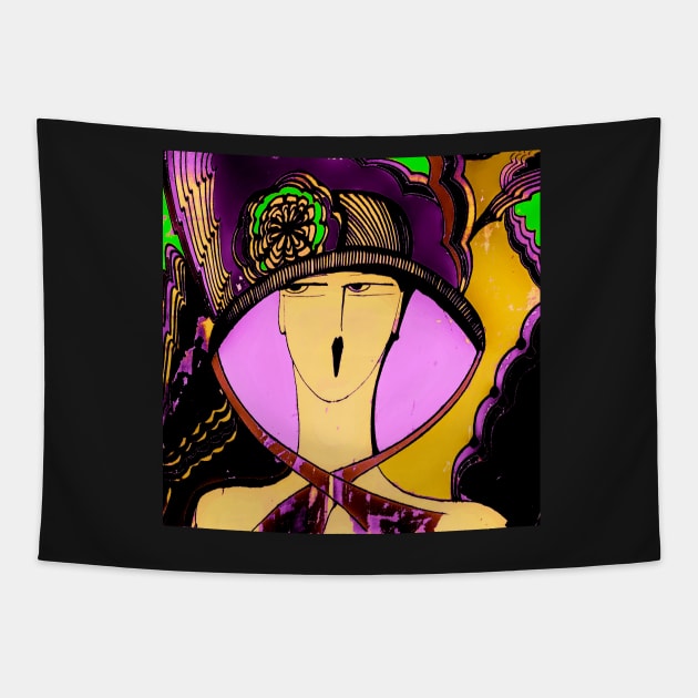 ART DECO SUMMER HAT Tapestry by jacquline8689