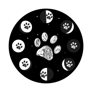 Paw print and moon phases T-Shirt